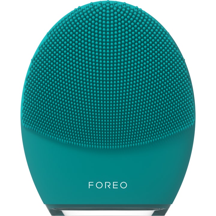 Foreo Luna ansiktsrensebørste for dyprens i turkis silikon med myke berøringspunkter og hvit logo