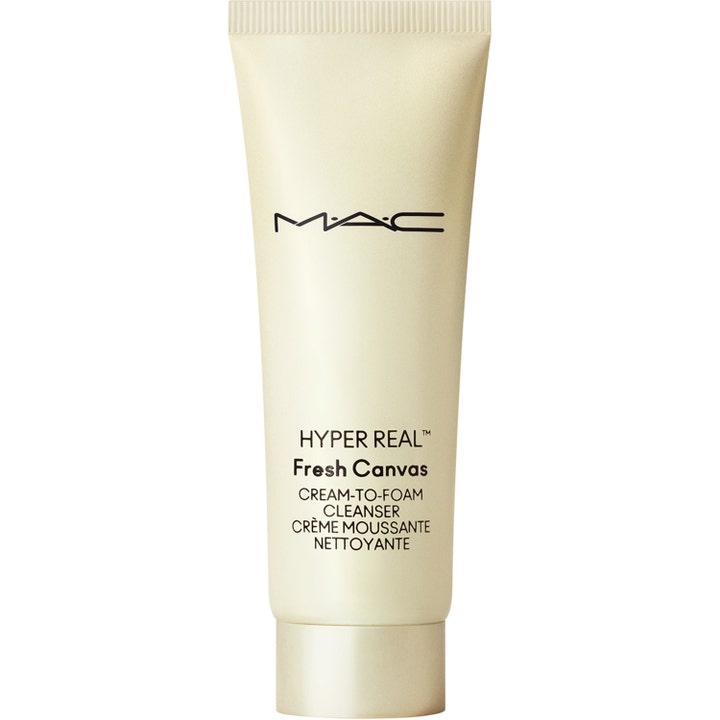 MAC Hyper Real Fresh Canvas Cream-To-Foam Cleanser ansiktsrens i beige tube som gir ren og frisk hud
