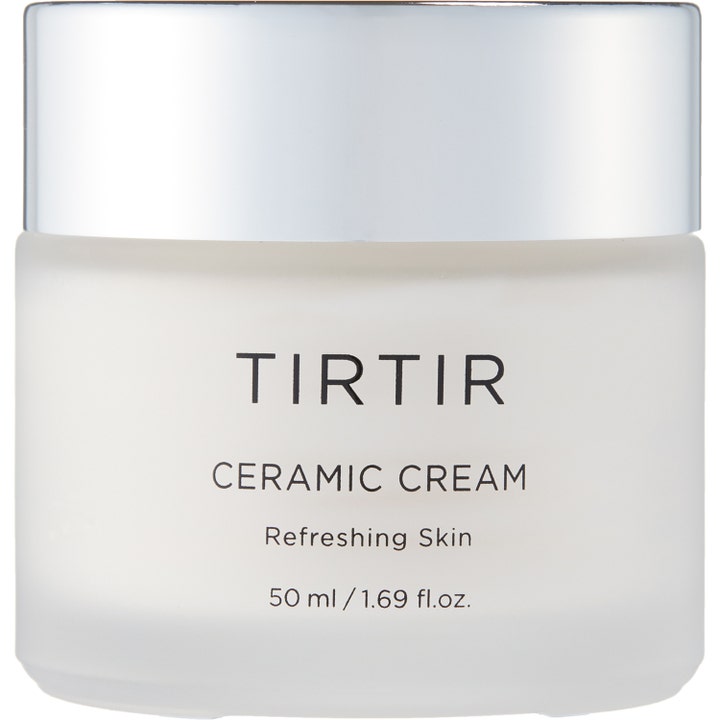 TIRTIR Ceramic Cream 50 ml fuktighetskrem som gir glødende hud i en krukke av frostet glass med sølvlokk