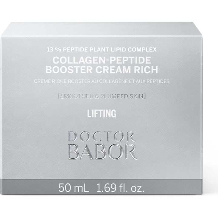 Babor Collagen-Peptide Booster Cream Rich 50 ml ansiktskrem i sølvfarget eske som gir lifting og fyldig hud
